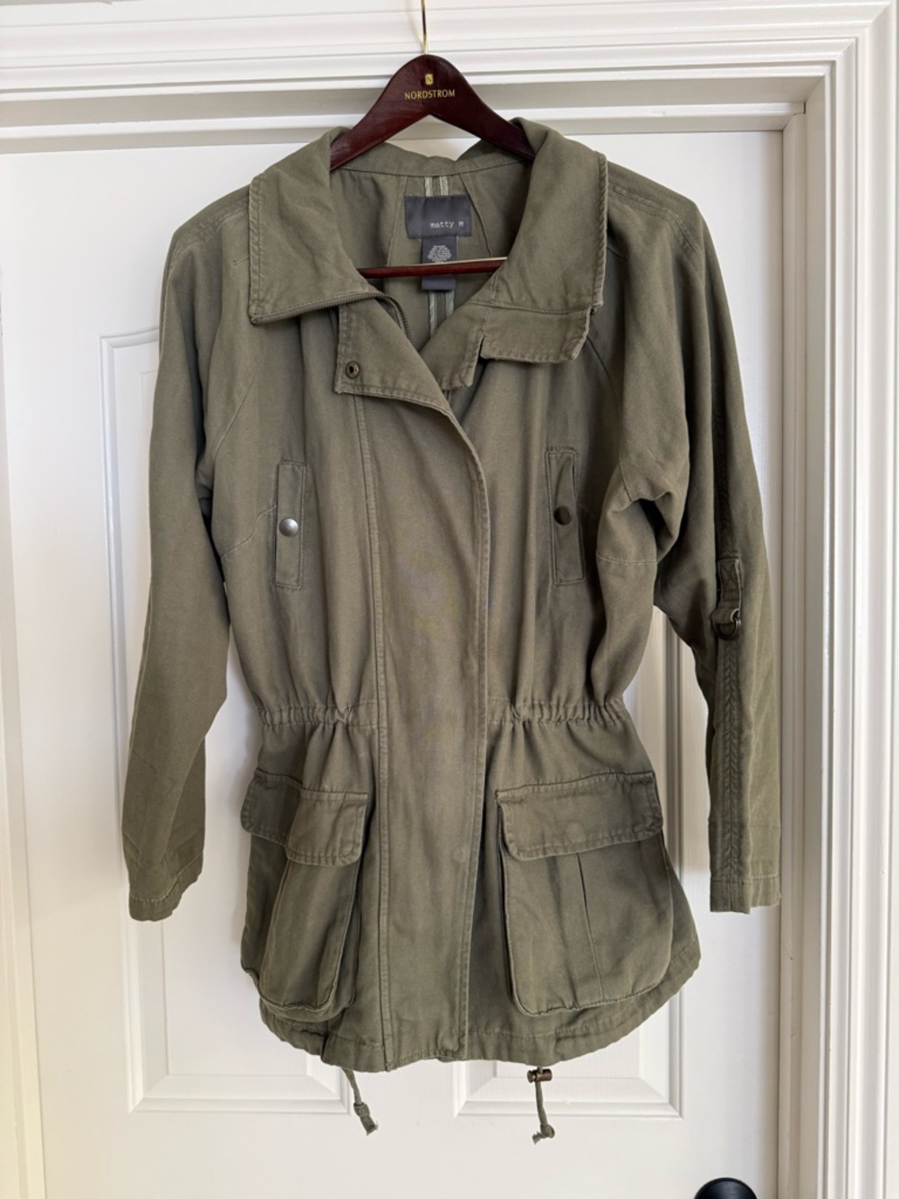Matty M Olive Green Utility  Army Jacket with Drawstring Waist